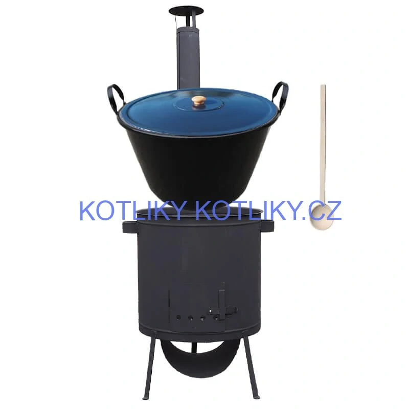Smaltovaný kotel 70 L na zabijačku + žáruvzdorná kotlina 53 PLUS 600 4 MM + vařečka