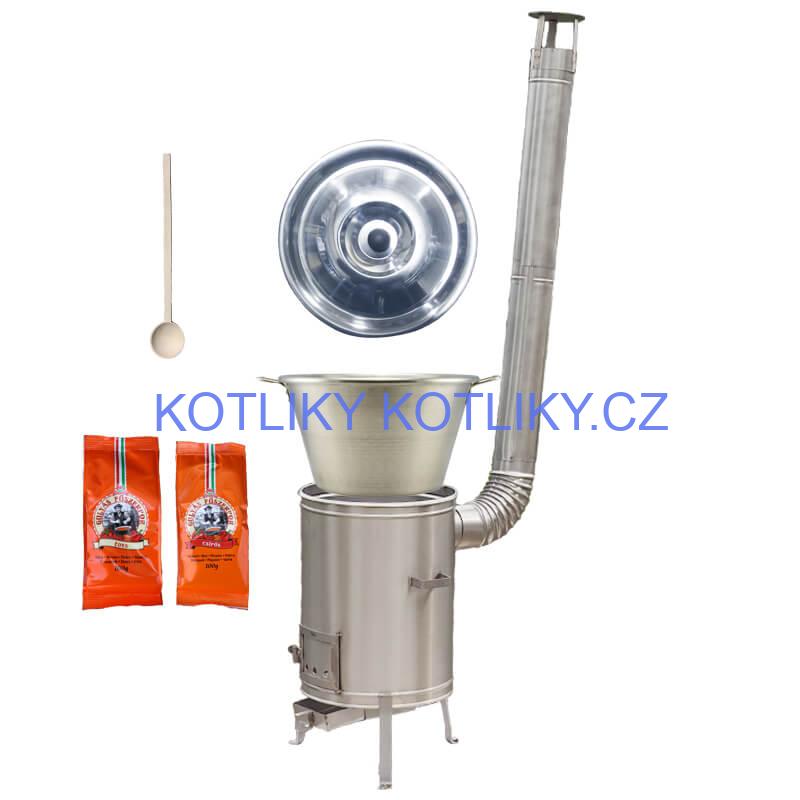 Nerezový kotel 40 L + nerezová kotlina 45 cm LUX + paprikové koření na guláš