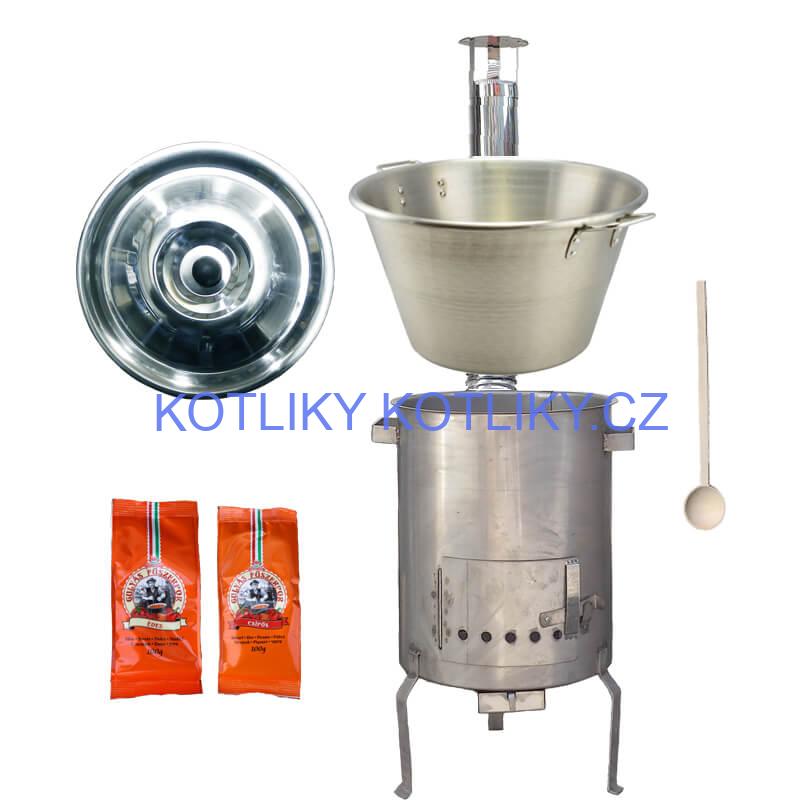 Nerezový kotel 40 L + nerezová kotlina 45 cm 1,5 mm STRONG EXCLUSIVE + paprikové koření na guláš