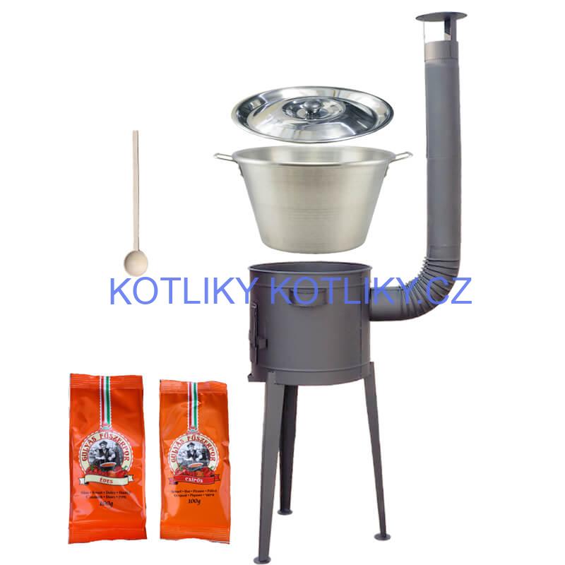 Nerezový kotel 40 L + vysoká kotlina 47 cm (2,0 mm) HODO Plus 600 + paprikové koření na guláš