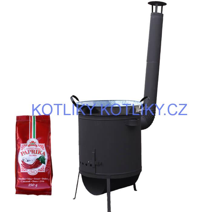 Zabijačkový smaltovaný kotel 100 L, žáruvzdorná kotlina 42 PLUS 600 4 MM + sladká paprika GURMÁN 250 g