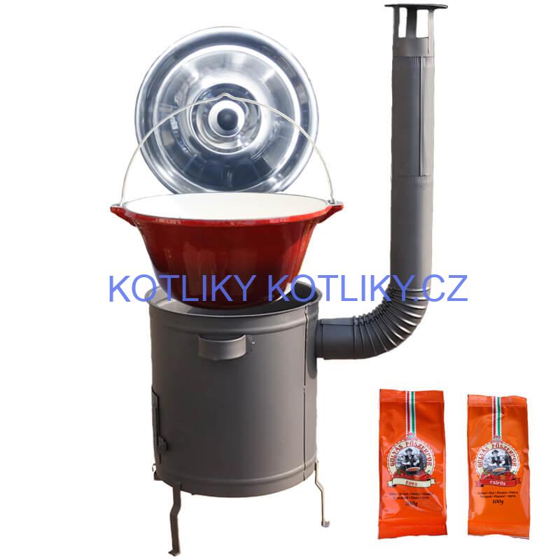 Litinový kotlík se smaltovanou úpravou 22 L + žáruvzdorná kotlina 42 cm (1,5 mm) STRONG + paprikový pepř na guláš - MIX 100 g