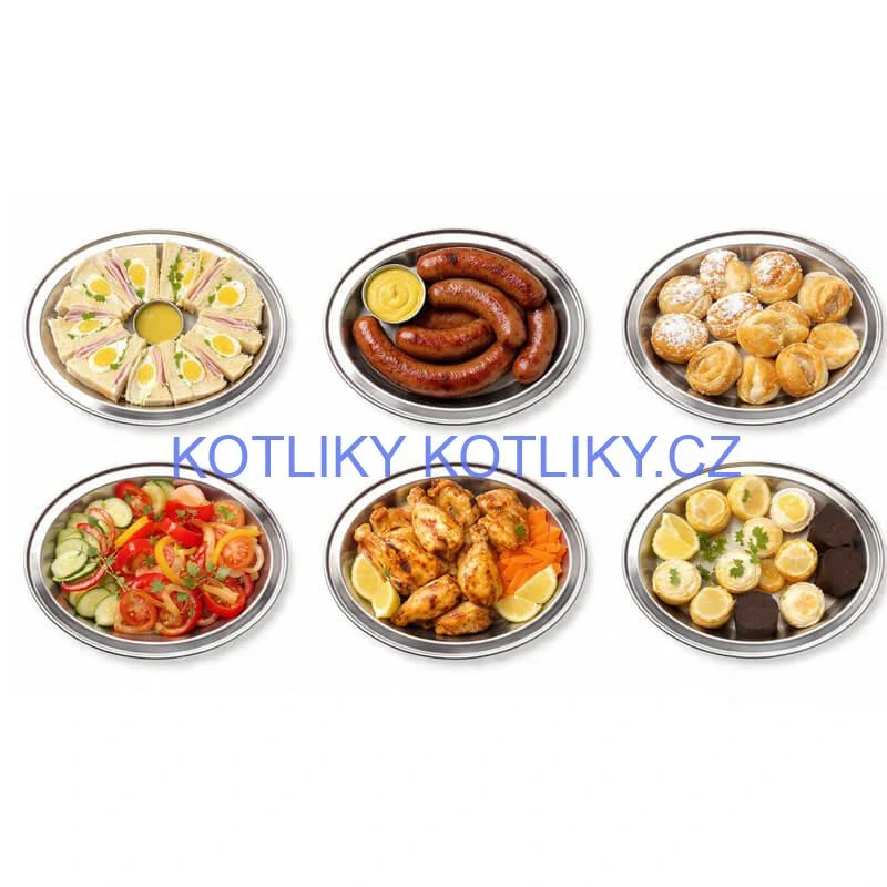Nerezové podnosy pro catering - set 6 ks (40,5cm) - Servíruj s jistotou a stylem