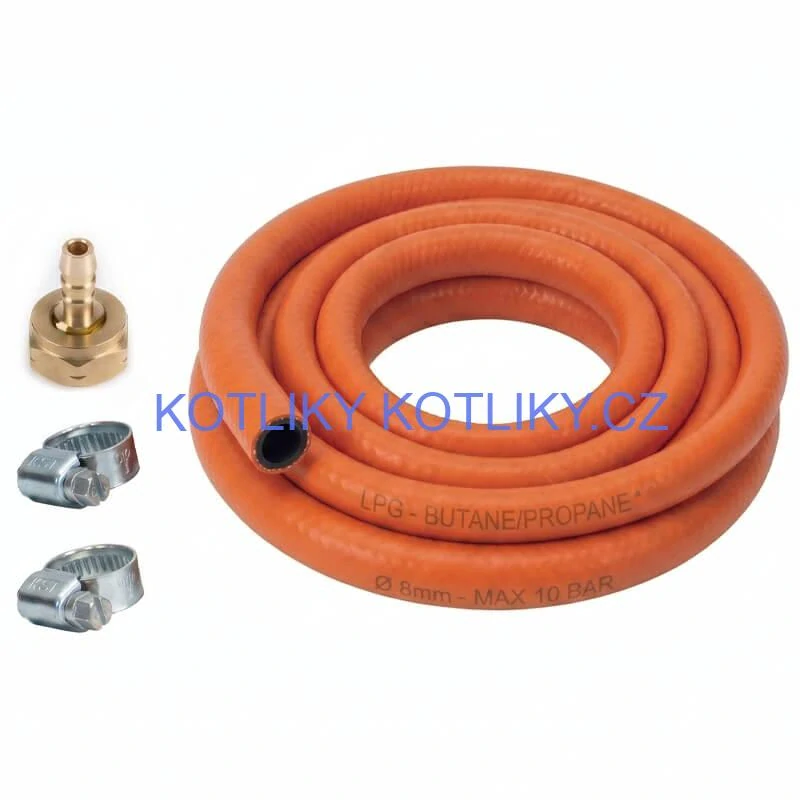 Plynová hadice 2,5 m + 2 spony + levá matice (20 bar)