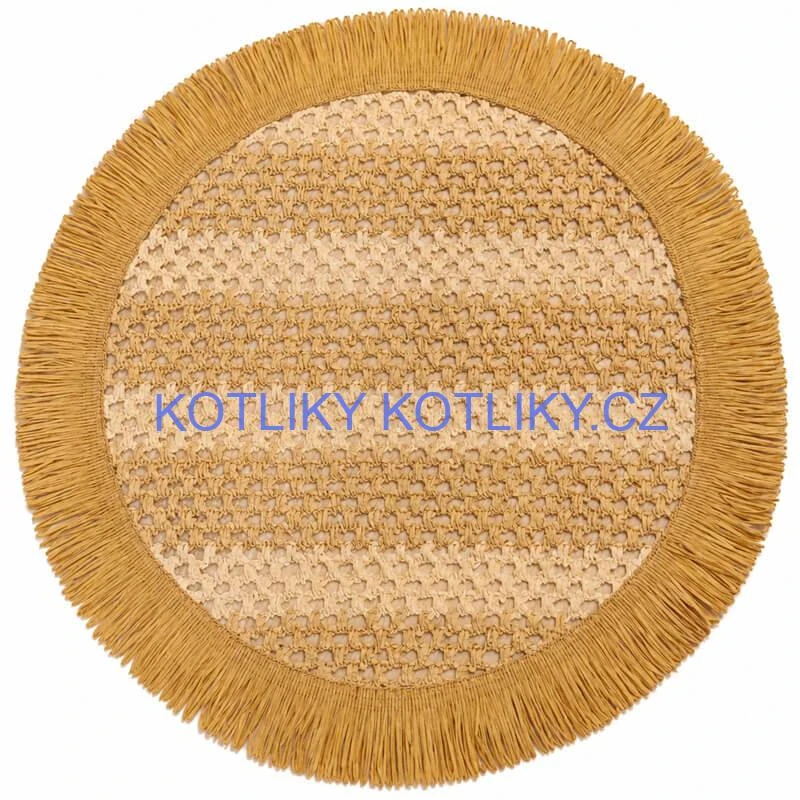 Kulatá přírodní podložka pod talíř se třásněmi 37 cm