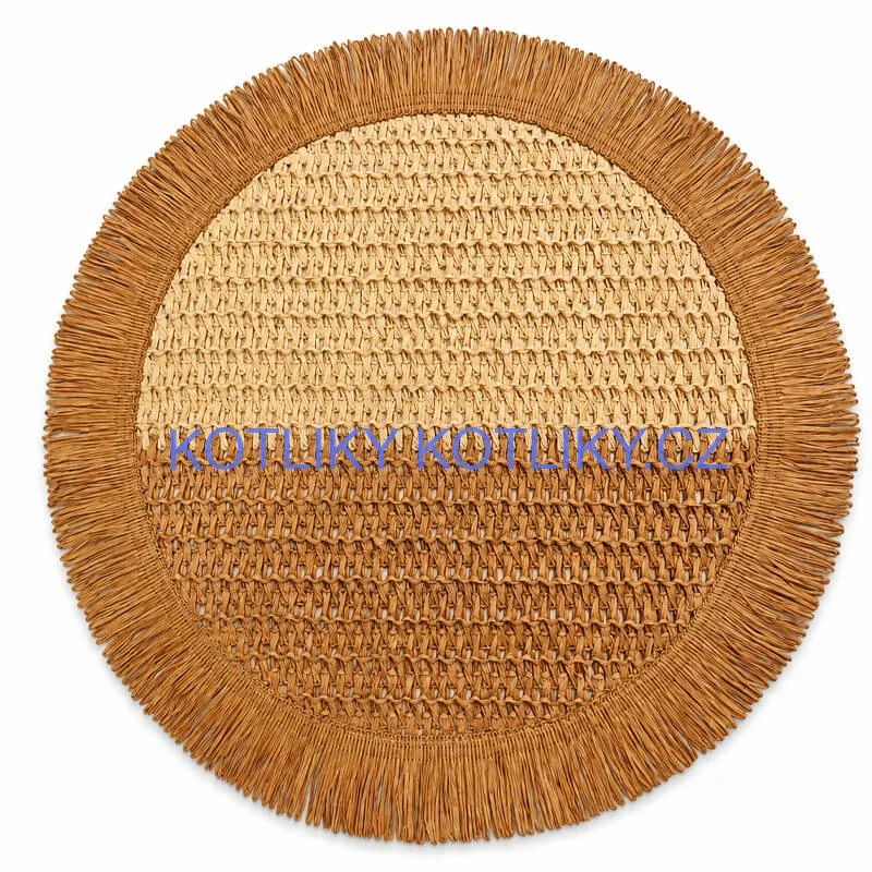 Kulatá přírodní podložka pod talíř se třásněmi 37 cm