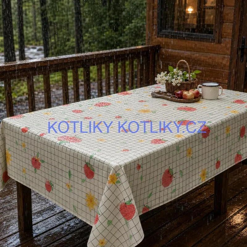 Omyvatelný ubrus Jablka a květiny 137 × 183 cm