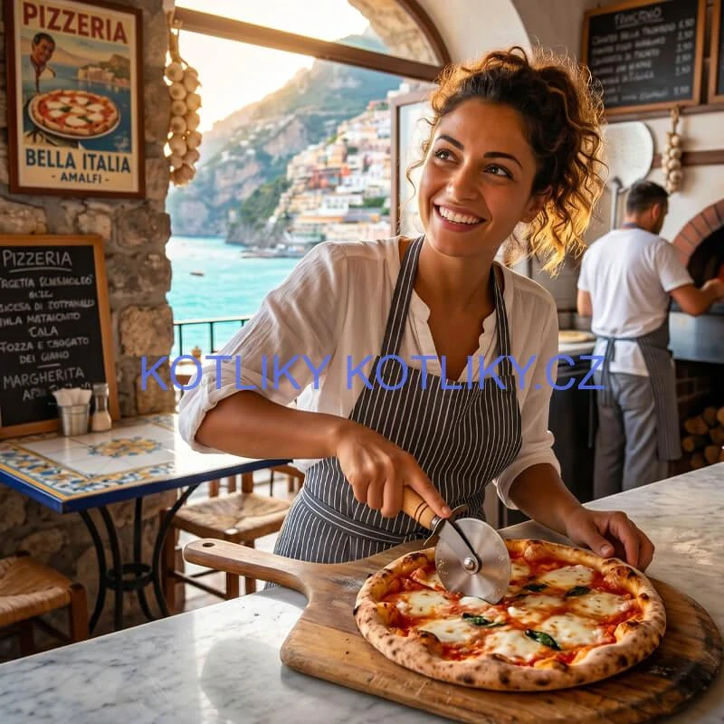 Kráječ na pizzu s dřevěnou rukojetí 22 cm