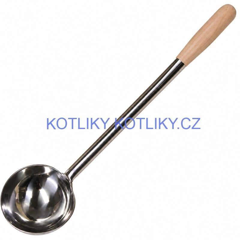 Nerezová naběračka 250 ml s dřevěnou rukojetí – délka 51,5 cm