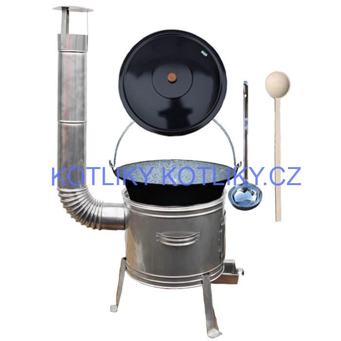 Smaltovaný kotlík 25 L + nerezová kotlina 42 cm TOPLUX