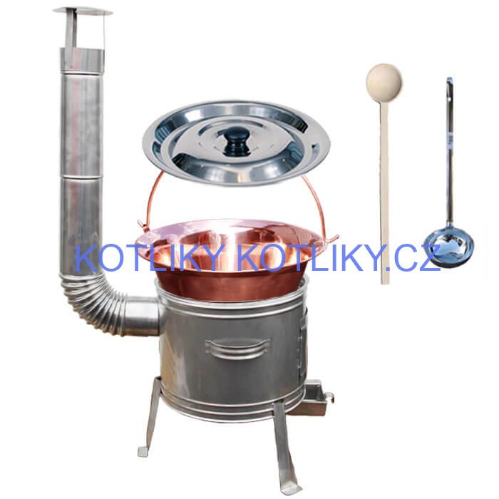 Měděný kotlík 10 L + nerezová kotlina 31 cm TOPLUX