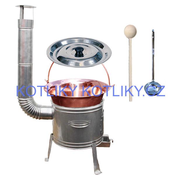 Měděný kotlík 20 L + nerezová kotlina 39 cm TOPLUX