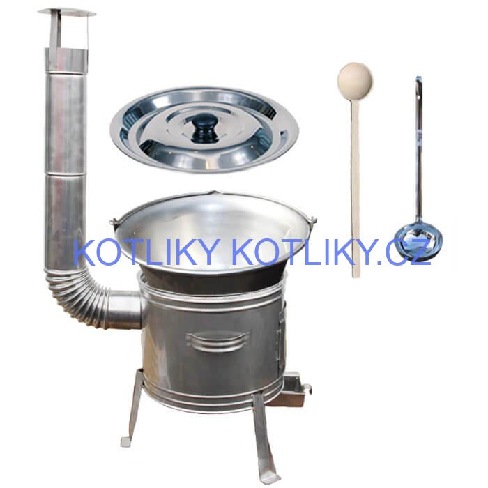 Nerezový kotlík 15 L (1,5 mm) + nerezová kotlina 36 cm TOPLUX