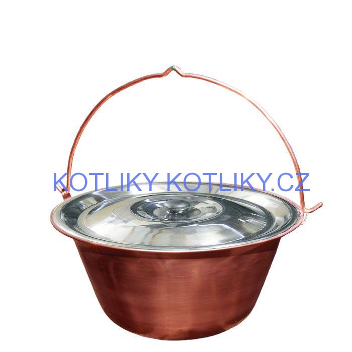 Měděný kotlík 10 L + nerezová poklice
