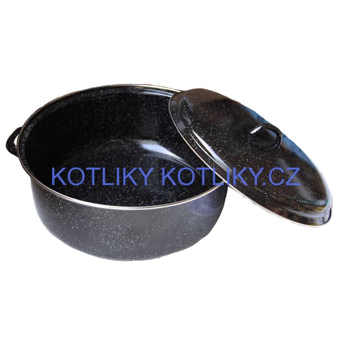 Smaltovaný černý kastrol 13 L