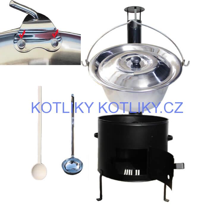 Nerezový kotlíkový set 45 cm + zesílený nerezový kotlík 30 L