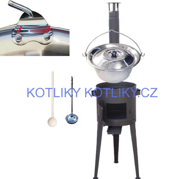 Nerezový kotlík 30 L (0,8 mm) s nýty + vysoká kotlina 45 cm PLUS 600