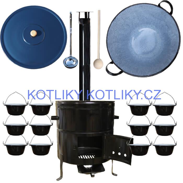 Smaltovaný kotel 60 L + servírovací kotlíky (12 ks) BIG PARTY