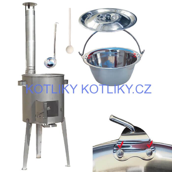 Nerezový kotlík (Zesílený) 30 L + nerezová kotlina 45 cm LUXUS