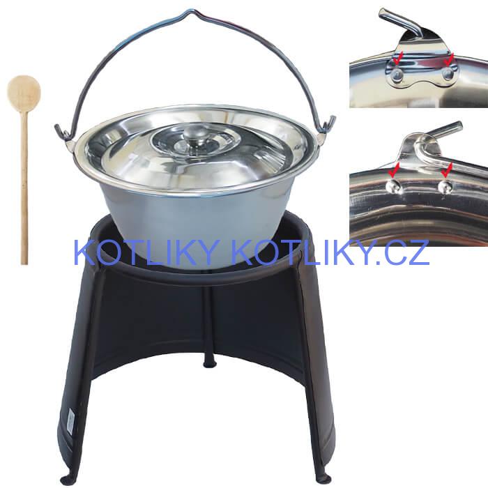 Nerezový kotlík 20 L (0,8 mm) s nýty + chránič plamene