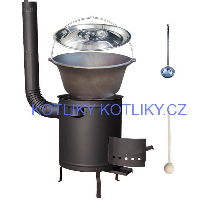 Litinový kotlík 22 L + silnostěnná (1,5 mm) a žáruvzdorná kotlina 45 PLUS 600