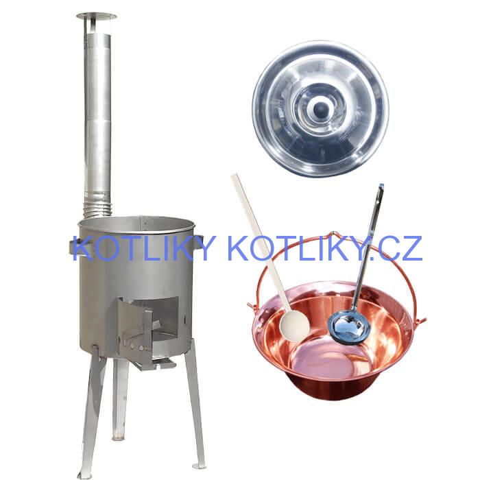 Měděný kotlík 30 L (1,2 mm) + nerezová kotlina 45 cm LUXUS