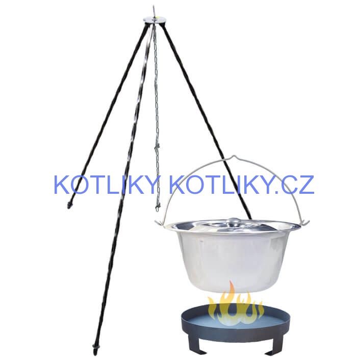 Nerezový kotlík 14 L (0,8 mm) + Ohnisko + stojan 1,2 m