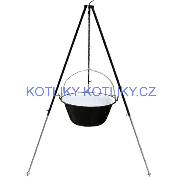 Smaltovaný kotlík 40 L + teleskopicka trojnožka 1,7 m