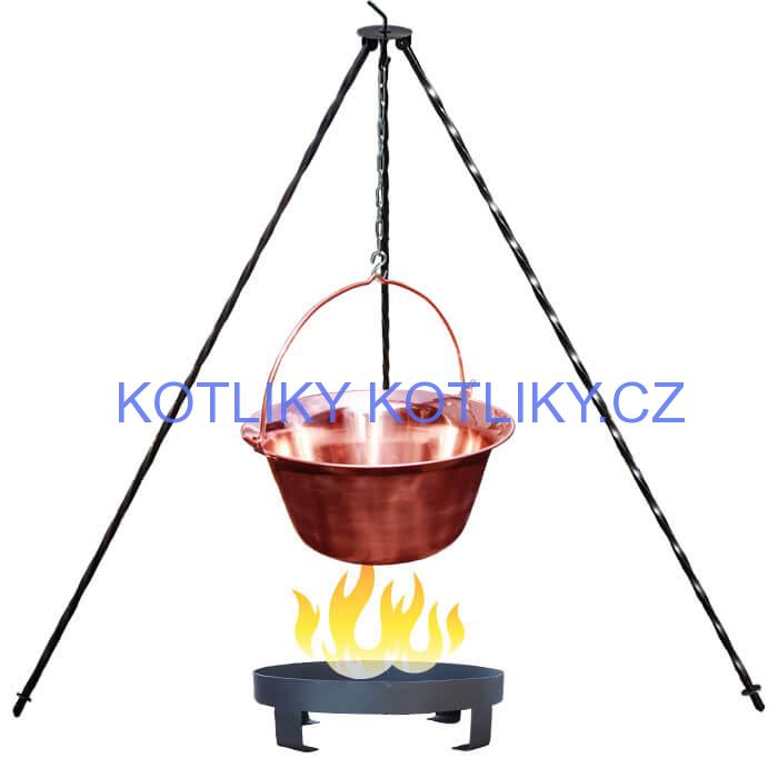 Měděný kotlík 10 L (1,2 mm) + trojnožka 1,2 m + ohniště 36 cm