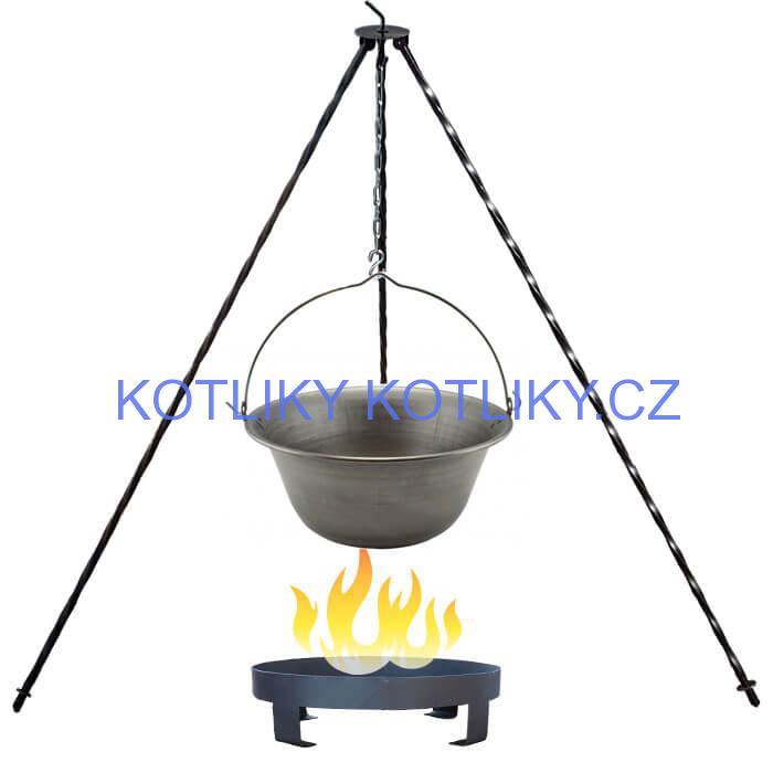 Železný kotlík 6 L (0,75 mm) + trojnožka 1 m + ohniště 36 cm