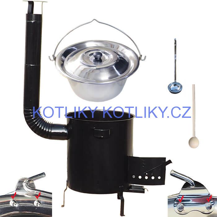 Nerezový kotlík 30 L (0,8 mm) zesílený s nýty + hrubostěnná (1,5 mm) kovová kotlina 45 STRONG