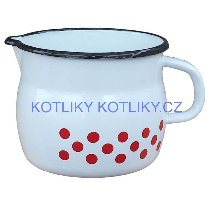 Smaltovaný hrnek s výlevkou 1,5 L baňatý - tečkovaný