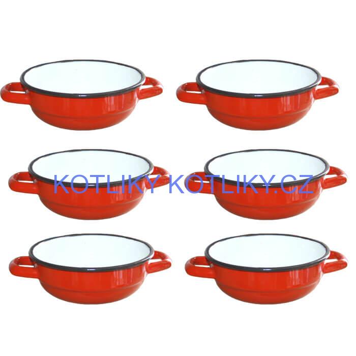 Souprava smaltovaných selských misek 16 cm 6 ks