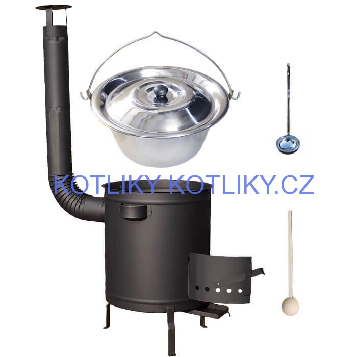 Nerezový kotlík 14 L (0,8 mm) + hrubostěnná (1,5 mm) a žáruvzdorná kotlina 36 PLUS 600