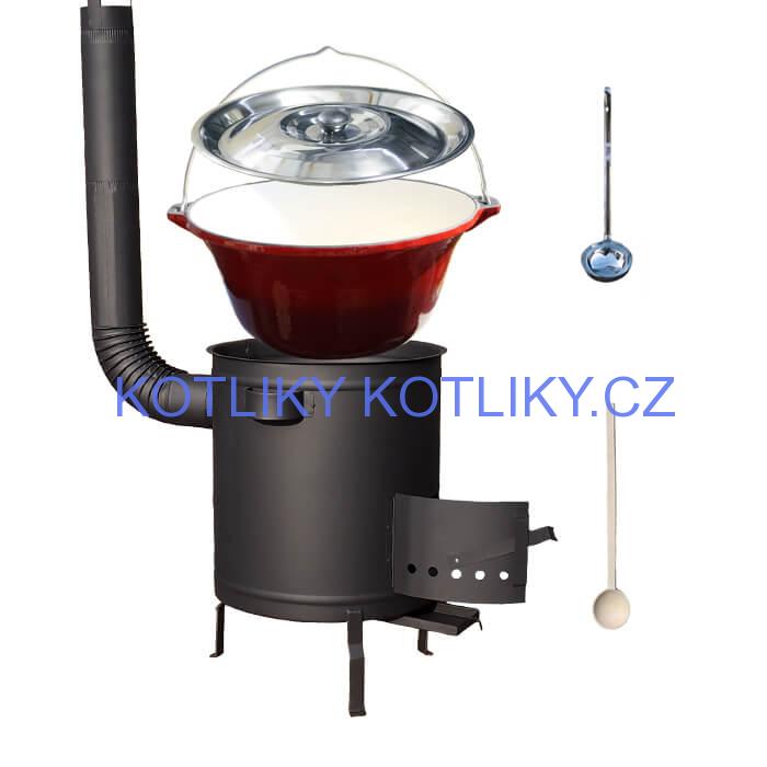 Litinový kotlík 16 L + silnostěnná (1,5 mm) žáruvzdorná kotlina 36 PLUS 600
