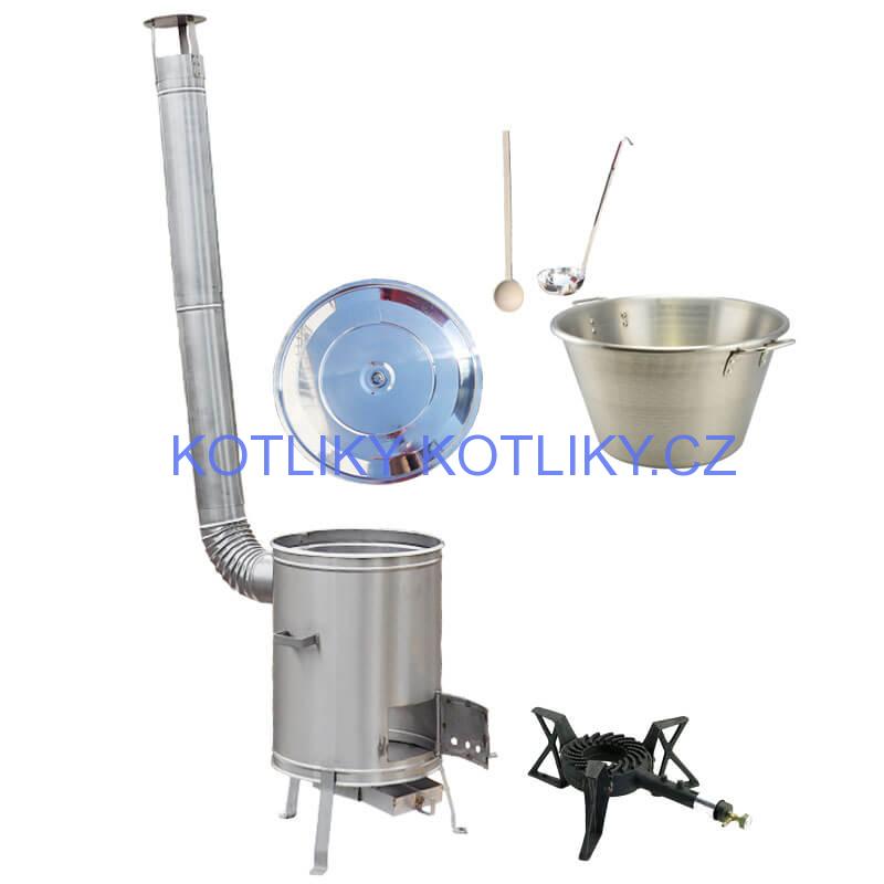 Nerezový kotel 70 L + nerezová kotlina 56 cm LUX + litinový hořák 7 kW BIG PARTY