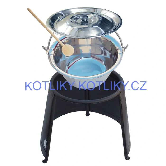 Nerezový kotlík 10 L (0,8 mm) + poklice + chránič plamene