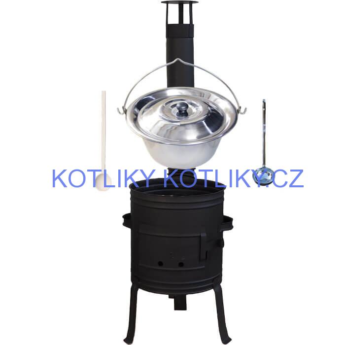 Nerezový kotlík 10 L (1,2 mm) INOX + žáruvzdorná kotlina 33 cm PLUS 700