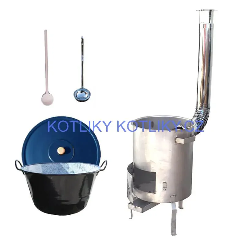 Zabijačkový smaltovaný kotel 50 L + nerezová kotlina 1,5 mm 50 cm STRONG EXCLUSIVE