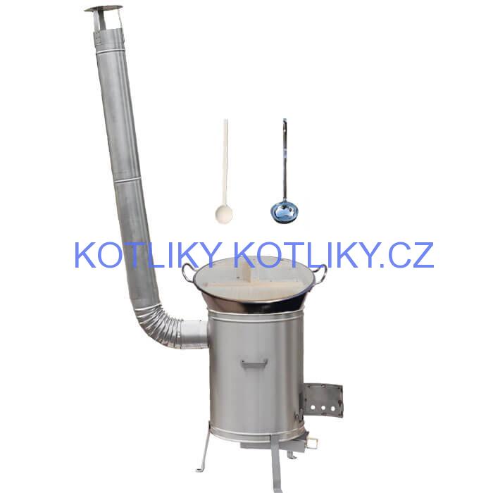 Zabijačkový nerezový kotel 100 L + nerezová kotlina 60 cm + naběračka a vařečka