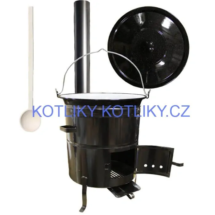 Smaltovaný kotlík 30 L (1,2 mm) + kovová kotlina 50 CLASSIC (KOV) + kouřovod Max Party