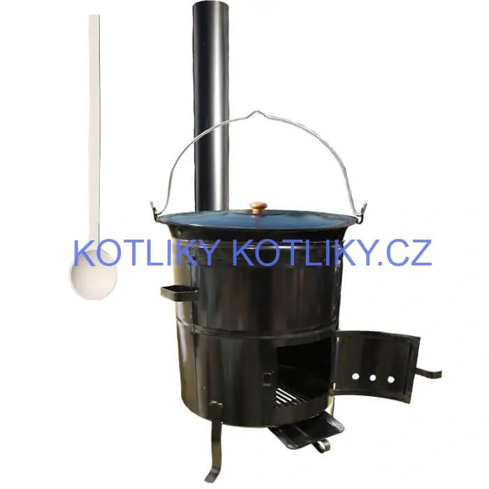 Smaltovaný kotlík 50 L (1,2 mm) + kovová kotlina 50 CLASSIC (KOV) + kouřovod Max Party