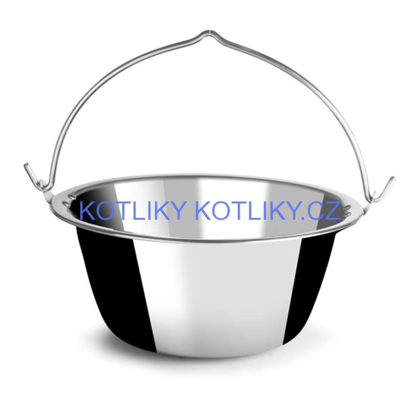 Nerezový kotlík 22 L (0,8 mm) + nerezová kotlina 42 INOX + vařečka + misky 12 ks
