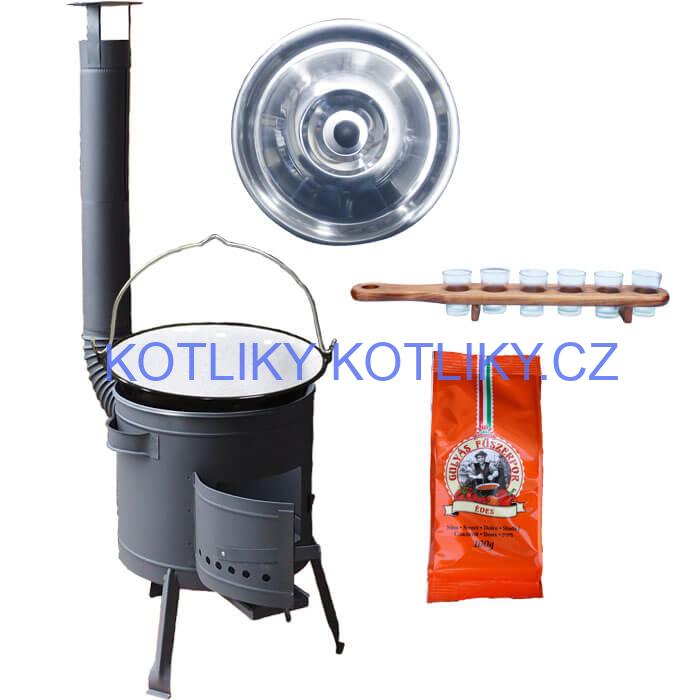 Smaltovaný kotlík 20 L (1,2 mm) + pepř + štamperlíky + nízká žáruvzdorná kotlina (0,8 mm) 42 PLUS 600