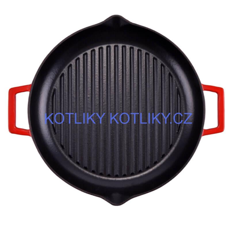 Litinová posmaltovaná pánev na grilování 31 cm s výlevkami BBQ