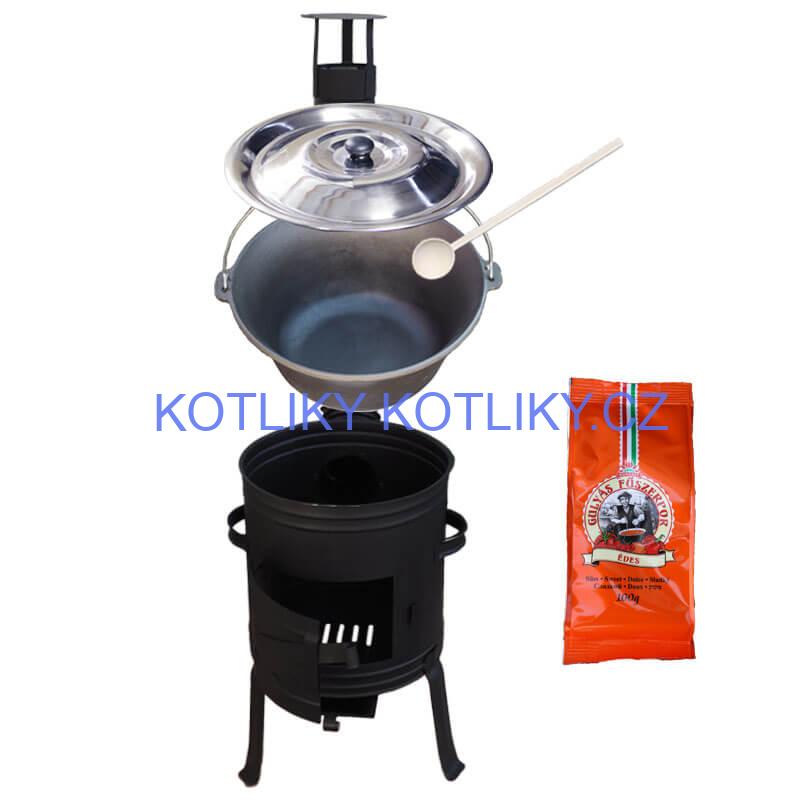 Litinový kotlík 10,8 L + kotlina 33 cm (1 mm) + žáruvzdorná barva Plus 700
