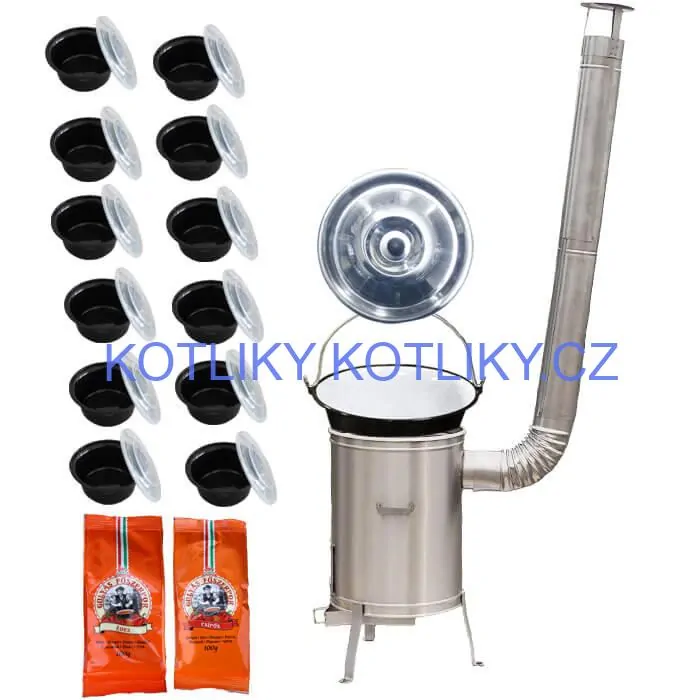 Smaltovaný kotlík 22 L (1,2 mm) + nerezová kotlina 42 cm LUX + misky 12 ks + 2 x pepř na guláš 100 g