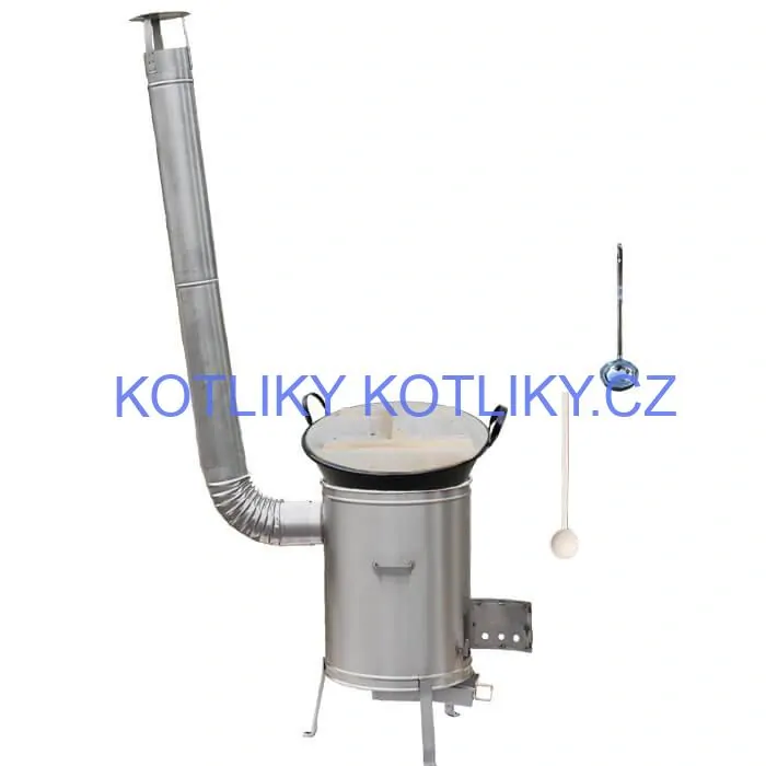 Zabijačkový smaltovaný kotel 100 L + nerezová kotlina (1,5 mm) 60 cm LUX + vařečka a naběračka