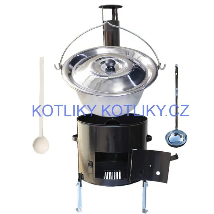 Nerezový kotlík 10 L + smaltovaná kotlina 31 Easy party