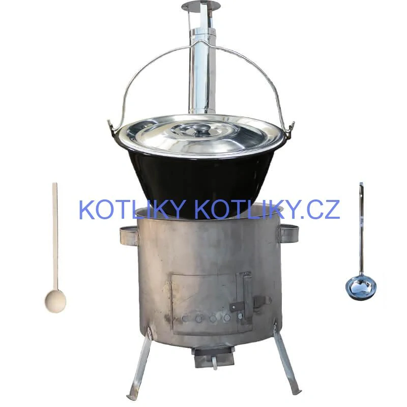Smaltovaný kotlík 30 L (1,2 mm) + nerezová kotlina 45 cm (1,5 mm) STRONG CLASSIC